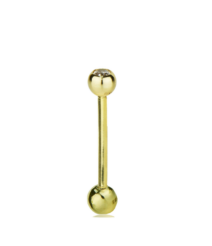 Body Jewelry Piercing Ball Barbell Tongue Ring 14K Yellow/White Real Gold For Womens Ladies Girls / Aretes del Ombligo en Oro Solido Real Para Mujer