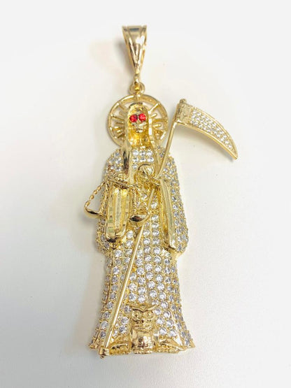 18K Gold Filled Santa Muerte Necklace Figaro Link Chain 24" INCH 30g