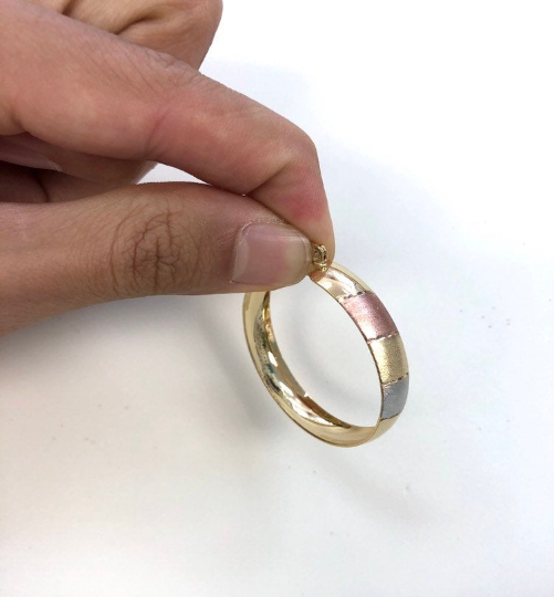 14K Gold Filled Tri-Color Hoop Earrings 49x45mm