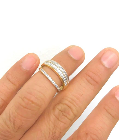 14K Solid Yellow Gold Wedding Rings CZ Stones Mens/Womens