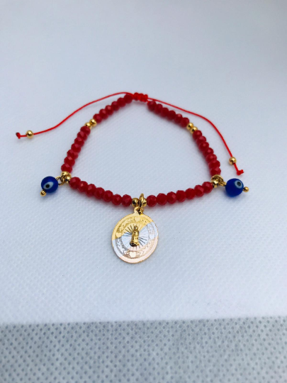 Virgen de Guadalupe Bracelet / Adjustable Bracelet / Evil Eye Bracelet / Guadalupe Jewelry / Guadalupe Bracelet / 18K Gold Filled Bracelet / Pulsera de la Virgen de Guadalupe Mal de Ojo