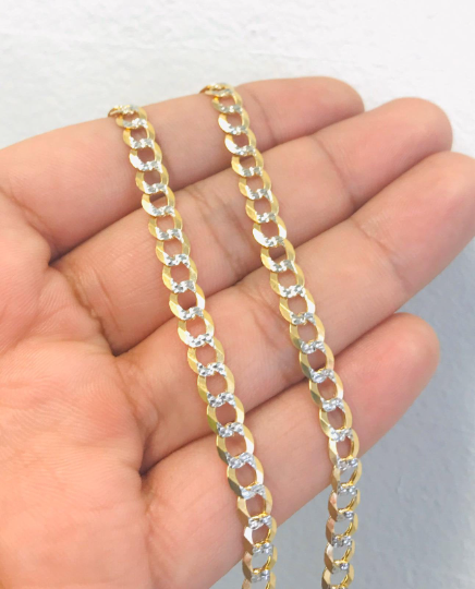 14K Two Tone Gold Cuban Link Chain, Necklace for Men 24” 19.8g 5.7mm