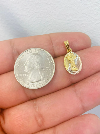Tri Color Divino Niño Pendant with Diamond Cut Design in Gold Filled Best Quality 14x8mm for Womens Kids Childrens / Baby Jesus Pendant Mens