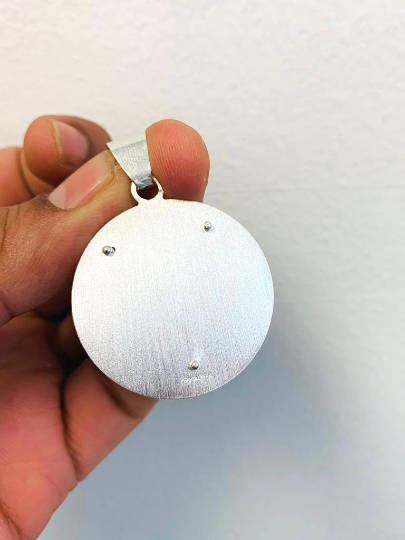 925 Sterling Silver Jesus Christ Round Pendant Medal 1.5"x1.3" 15g