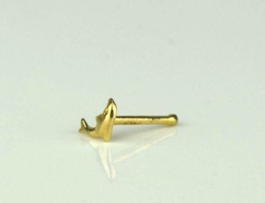 Nose Ring Stud Dolphin 14K Solid Yellow/White Gold Nose Ring / Nose Ring / Nose Piercing / Dolphin Nose Ring / Aretes de la Nariz de Delfin / Dolphin Nose Piercing