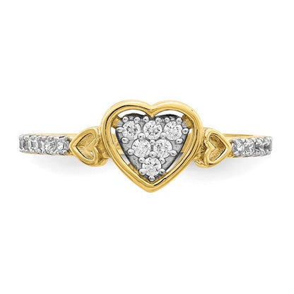 10K Yellow Gold Heart CZ Ring for Womens / Womens Ring #7 for Everyday / Anillo de Corazón en Oro Real para Mujer