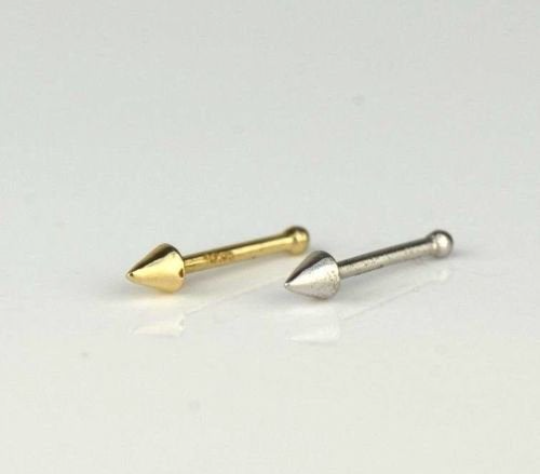 14k Yellow/White Gold Spike Nose Stud Ring / Body Jewelry / Nose Stud Piercing / Nose Ring / Aretes para la Nariz en Oro Real 14K / Spike Nose Ring / Women's Jewelry / Gold Piercing