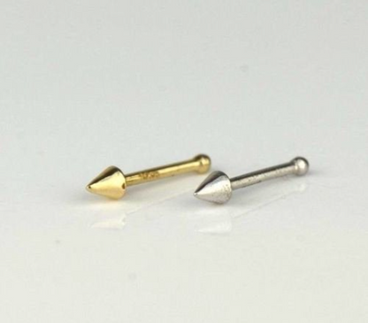 14k Yellow/White Gold Spike Nose Stud Ring / Body Jewelry / Nose Stud Piercing / Nose Ring / Aretes para la Nariz en Oro Real 14K / Spike Nose Ring / Women's Jewelry / Gold Piercing
