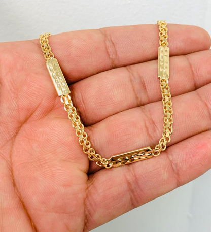 Bismarck Anklet Bracelet /18K Gold Filled Anklet Bracelet 10" / Leaf Anklet Bracelet / Women's Bracelet / Tobillera Bismarck Link Para el Pie / Pulsera de Pie Para Mujer