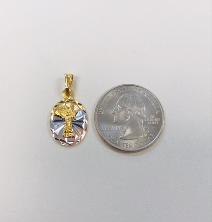 18K Gold Filled Tri-Color Divino Niño Necklace Catholic Pendant 20x13mm / Baby Jesus Necklace for Kids Womens / Cadena y Dije del Divino Nino Oro Laminado