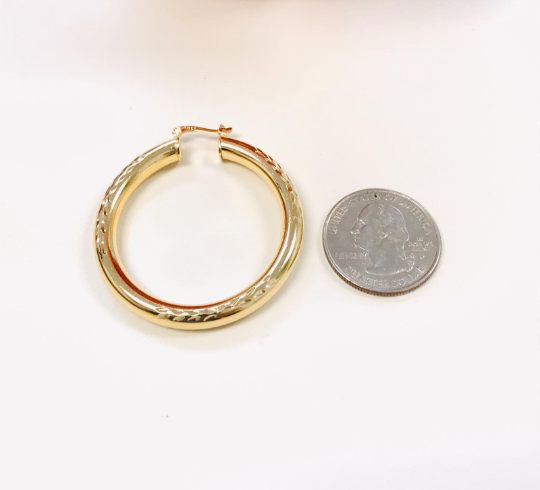 Gold Filled Hoop Earring Diamond Cut 1.8x1.6"