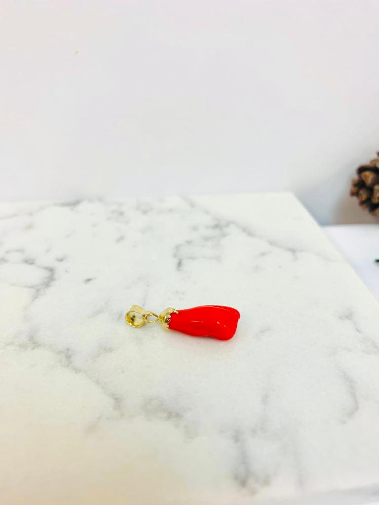 14K Solid Gold Red Azabache Hand Pendant ● Protection Jewelry ● Azabache Fist Pendant ● Charm Pendant