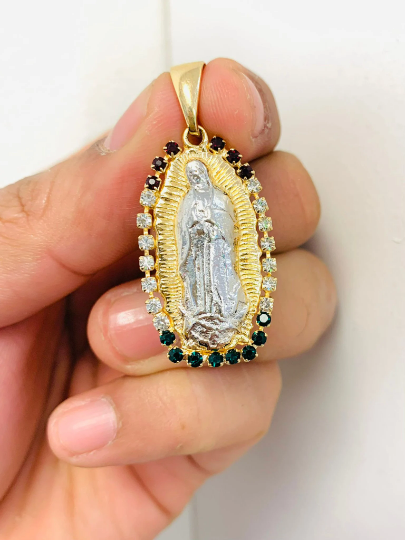 Virgen de Guadalupe Necklace Pendant Chain Valentino 20" Womens Mens Gold Filled Jewelry Best Quality Necklace Cadena y Dije de la Guadalupe