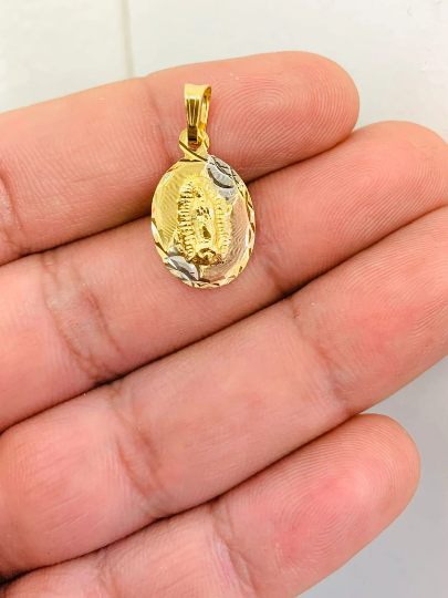 Virgen de Guadalupe Pendant Medal for Womens Classic 20x13mm/Our Lady of Guadalupe Pendant Tri Color 14k Gold Filled/Medalla de la Guadalupe