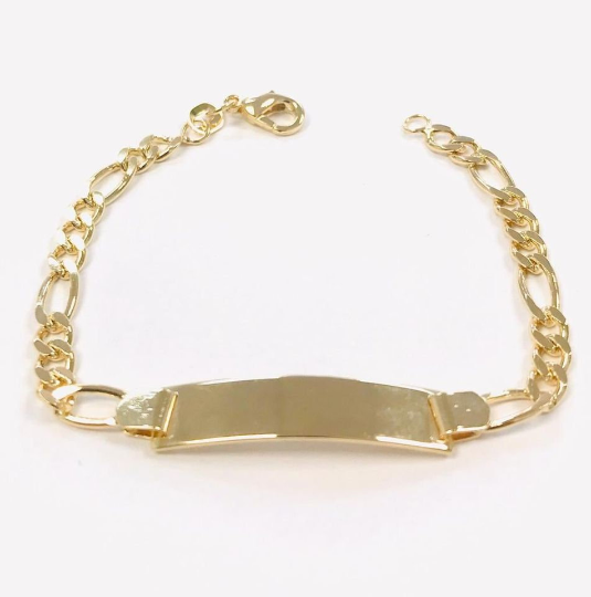 14K Gold Filled Baby ID Bracelet 6" Inches Figaro Link Kids Jewelry / Pulsera Figaro Link Para Ninos / Baby Bracelet / ID Bracelet / Childrens Bracelet