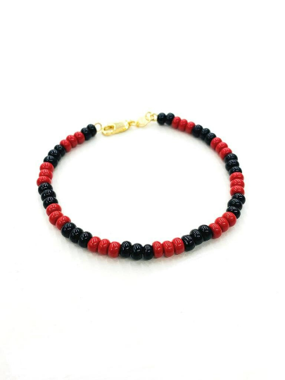 Azabache Black Red Beads Bracelet Protection Jewelry Pulsera Azabache 7.75" Proteccion