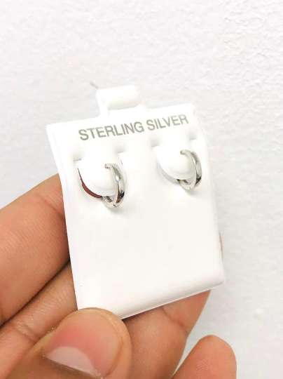 925 Sterling Silver Dainty Huggies Earrings Women/Girls/Men 9x9mm, Huggies Hoop Earrings