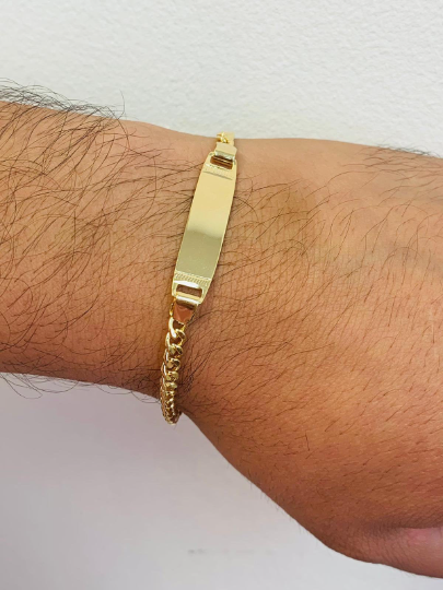 Cuban Link ID Bracelet / 18K Gold Filled ID Cuban Bracelet / Men's Bracelet / Womens Bracelet  7.75" / Pulsera Cuban Link / Pulsera Unisex Oro Laminado / Cuban Curb Bracelet