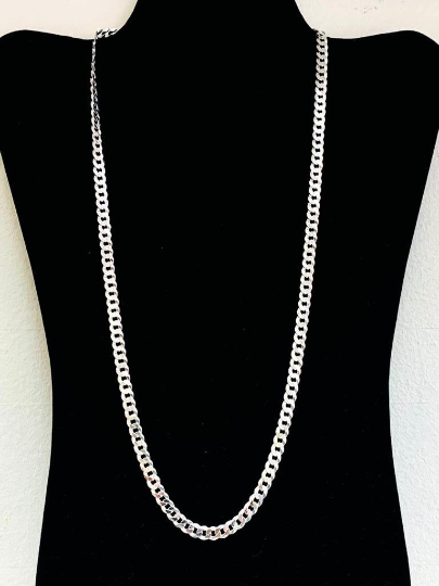 Cuban Curb Chain Necklace 925 Sterling Silver 24" 17g 5.3mm For Mens / Cadena Cuban Link en Plata Pura Para Hombre / Everyday Necklace Chain Cuban Link