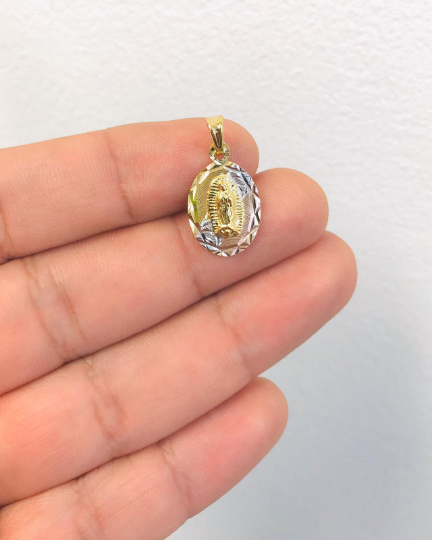 14K Gold Filled Tri-Color Virgen de Guadalupe Pendant 20x13mm / Guadalupe Jewelry / Women's Pendant / Dije de la Virgencita de Guadalupe