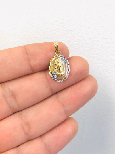 14K Gold Filled Tri-Color Virgen de Guadalupe Pendant 20x13mm / Guadalupe Jewelry / Women's Pendant / Dije de la Virgencita de Guadalupe