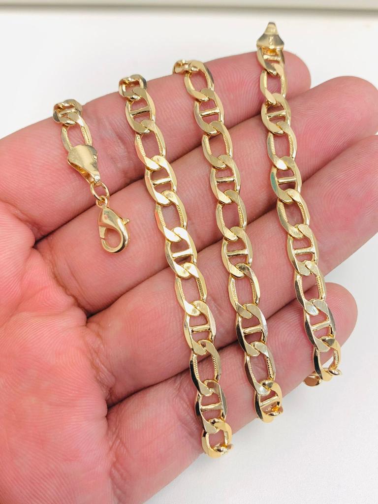 18K Gold Filled Mariner Link Chain Necklace 24" 6mm 20g For Mens