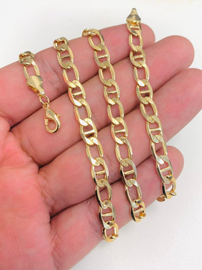 18K Gold Filled Mariner Link Chain Necklace 24" 6mm 20g For Mens