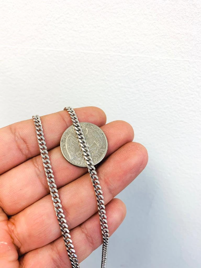 925 Sterling Silver Rhodium Miami Cuban Chain necklace 18" 20" 24" 12.5g 3.5mm