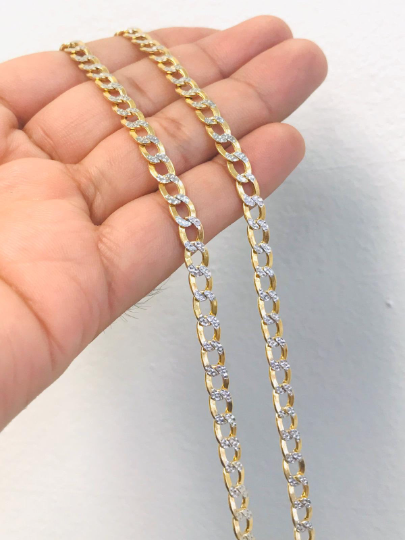 14K Two Tone Gold Mens Necklace 26” 13.5g 5.3mm Cuban Link Chain Necklace