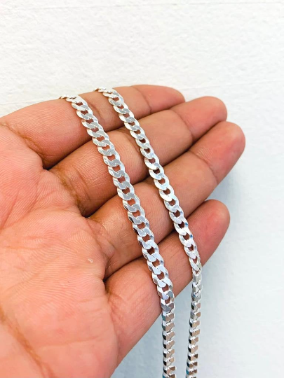 Cuban Curb Chain Necklace 925 Sterling Silver 24" 17g 5.3mm For Mens / Cadena Cuban Link en Plata Pura Para Hombre / Everyday Necklace Chain Cuban Link