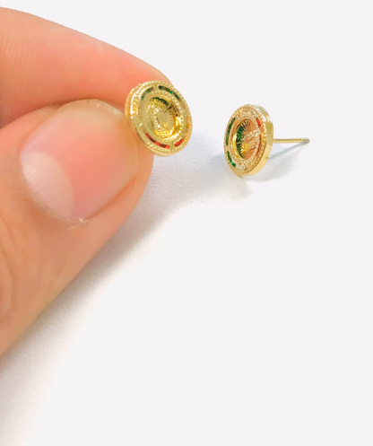 14K Gold filled Virgen de Guadalupe Earrings Screw Back Stud Earrings 10x10mm / Mexican Flag Earrings / Womens Earrings / Aretes de Guadalupe en Oro Laminado