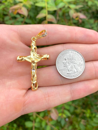 Cross Pendant 18K Gold Filled For Mens 43x26mm