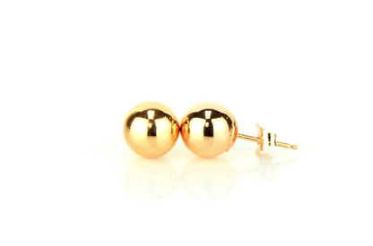 14K Rose Gold Ball Stud Earrings With Push Back 3mm to 10mm / Stud Earrings for Womens Kids / Everyday Earrings / Aretes de Oro Real Rosado Para Mujer y Niños