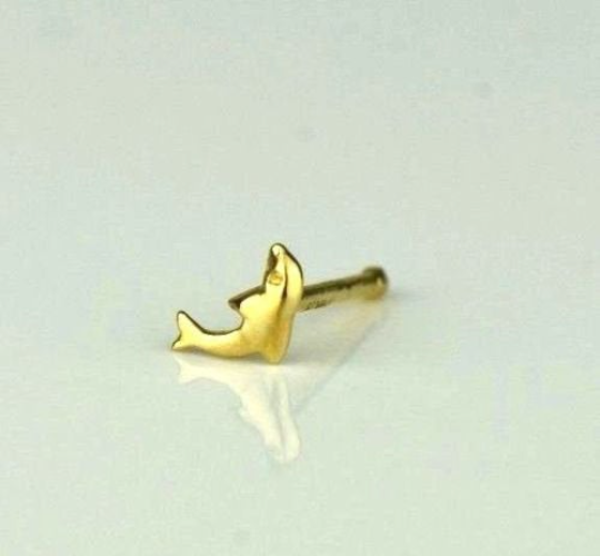Nose Ring Stud Dolphin 14K Solid Yellow/White Gold Nose Ring / Nose Ring / Nose Piercing / Dolphin Nose Ring / Aretes de la Nariz de Delfin / Dolphin Nose Piercing