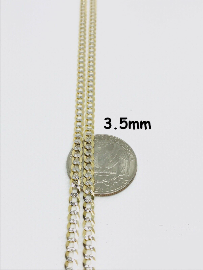 14k Real Solid Gold Cuban Curb Men Chain 22", Necklace for MEN