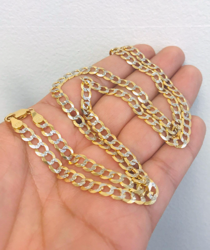 14K Two Tone Gold Cuban Link Chain, Necklace for Men 24” 19.8g 5.7mm