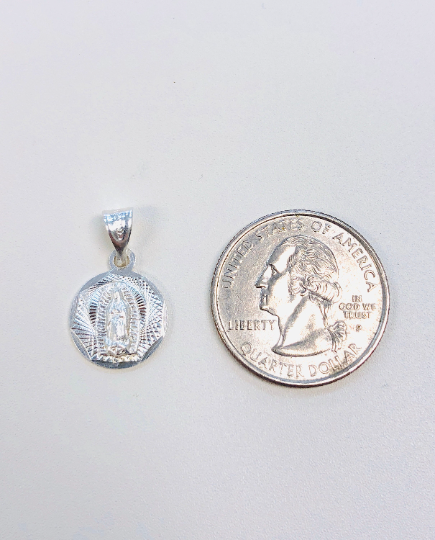 925 Sterling Silver Virgen de Guadalupe Pendant 16x13mm