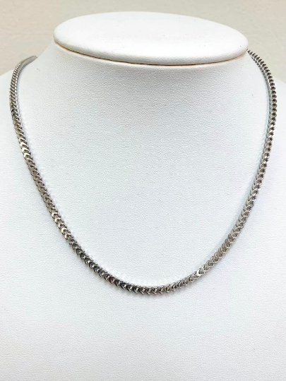 Womens Sterling Silver Franco Link Chain Necklace 24" 2.6mm 12g Foxtail Chain