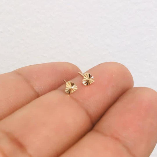 Genuine Baby Diamond Stud Screw Back Earrings in 10k Solid Yellow gold
