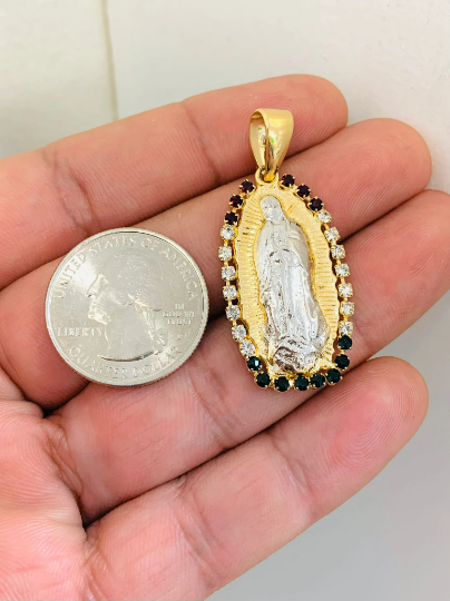 Virgen de Guadalupe Necklace Pendant Chain Valentino 20" Womens Mens Gold Filled Jewelry Best Quality Necklace Cadena y Dije de la Guadalupe