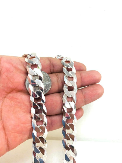 925 Sterling Silver Mens Cuban Link Chain Necklace 116g 24” 14mm