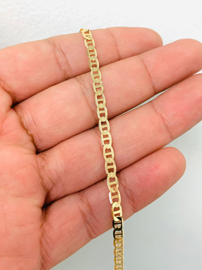 Mariner Link Anklet Bracelet 10" / 18K Gold Filled Anklet Bracelet For Women / Anklet Bracelet Plus Extension 1.5" / Tobillera de P[ie Para Mujer / Pulsera de Pie Para Mujer en Oro Laminado