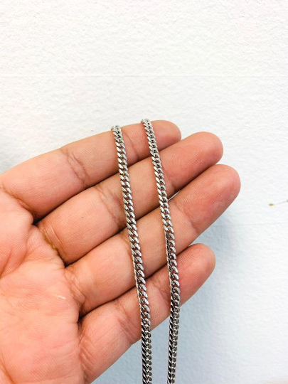 925 Sterling Silver Rhodium Miami Cuban Chain necklace 18" 20" 24" 12.5g 3.5mm