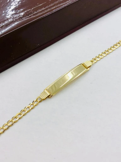 REAL 10K Gold ID Bracelet Kids Baby Link Diamond Cut – Globalwatches10