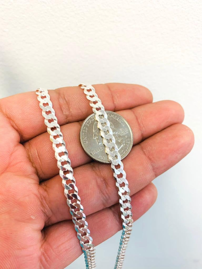 Cuban Curb Chain Necklace 925 Sterling Silver 24" 17g 5.3mm For Mens / Cadena Cuban Link en Plata Pura Para Hombre / Everyday Necklace Chain Cuban Link