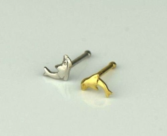 Nose Ring Stud Dolphin 14K Solid Yellow/White Gold Nose Ring / Nose Ring / Nose Piercing / Dolphin Nose Ring / Aretes de la Nariz de Delfin / Dolphin Nose Piercing