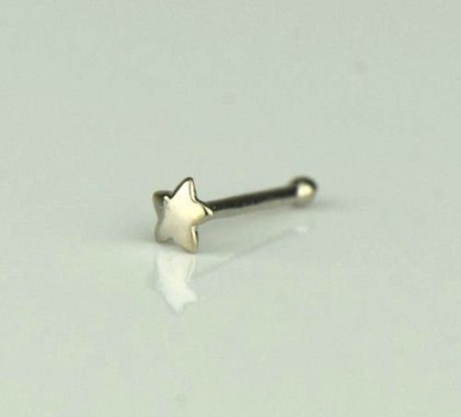 14k Yellow and White Gold Stud Nose Ring Star for Womens / Star Nose Piercing / Gold Body Jewelry / Aretes de la Nariz en Oro Solido Real