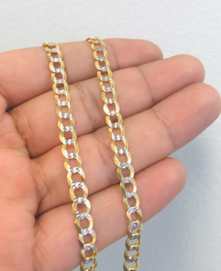 14K Two Tone Gold Cuban Link Chain, Necklace for Men 24” 19.8g 5.7mm