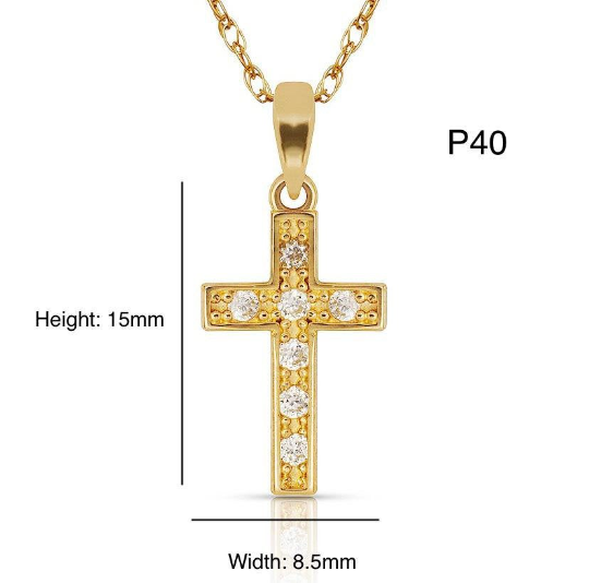 14K Yellow and White Gold CZ Cross Pendants for Womens Mens / Cross Gold Charms / Catholics Cross Pendants / Dijes de Cruz Oro Real