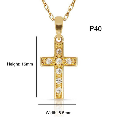 14K Yellow and White Gold CZ Cross Pendants for Womens Mens / Cross Gold Charms / Catholics Cross Pendants / Dijes de Cruz Oro Real